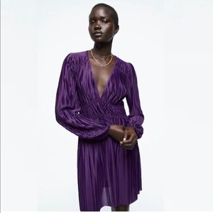 Zara Royal Purple Pleated Dress (S)